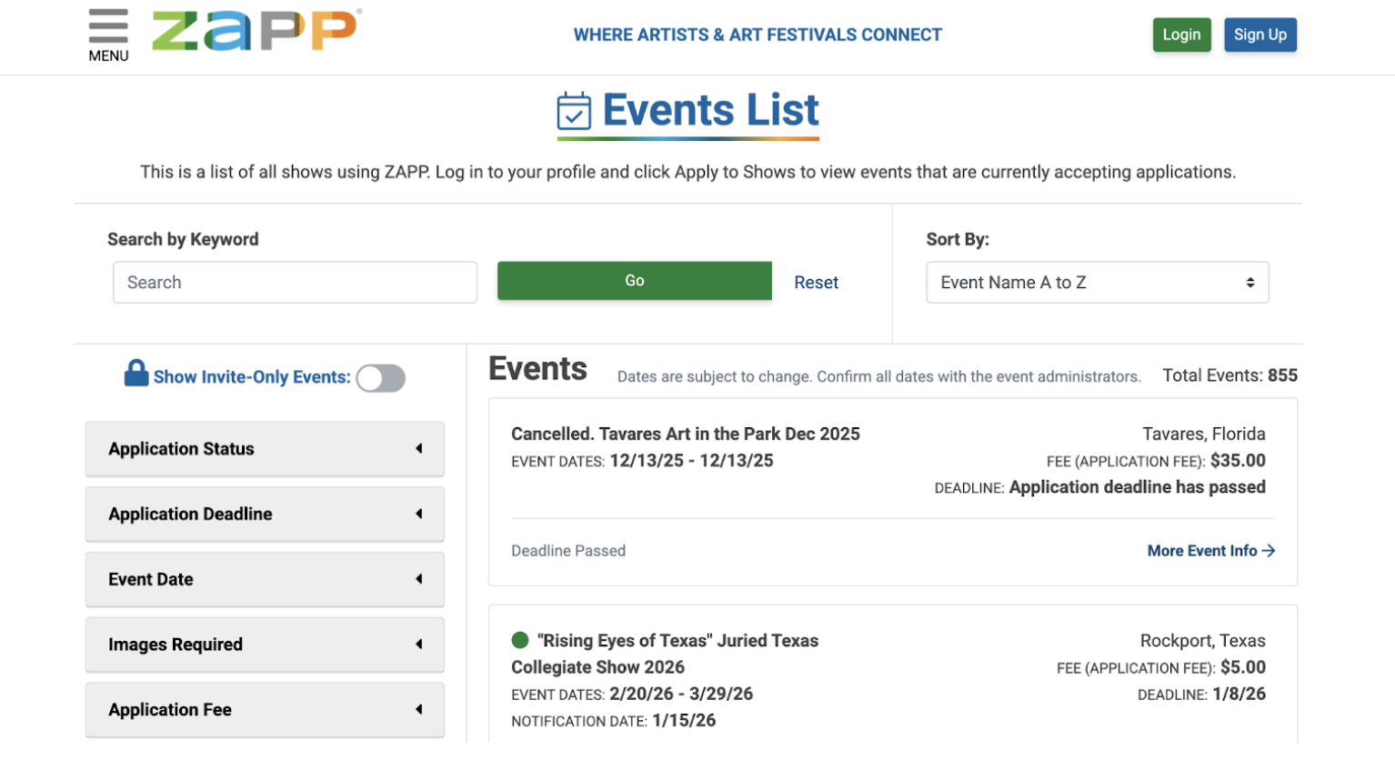 ZAPPlication platform screenshot