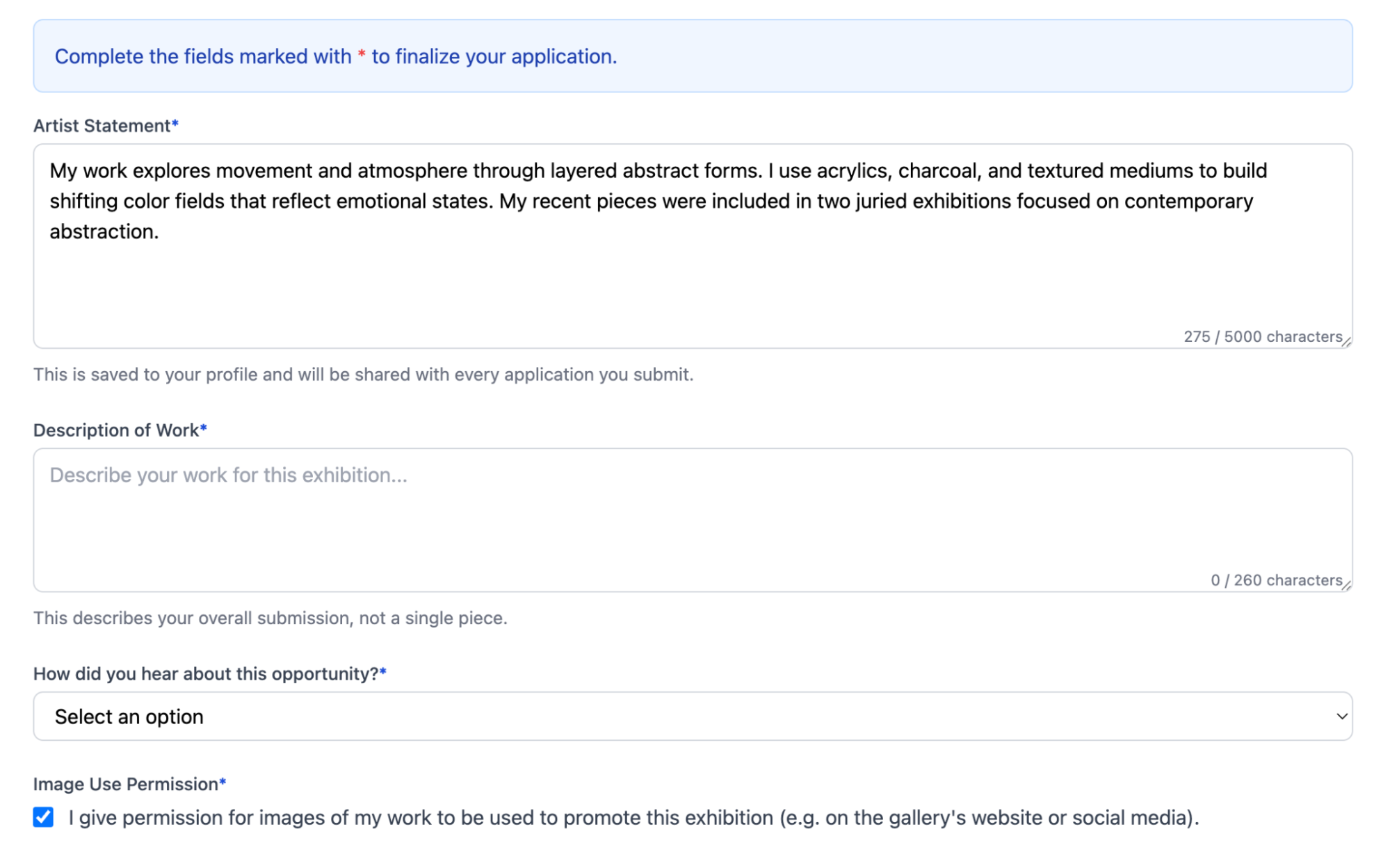 EntryThingy application form