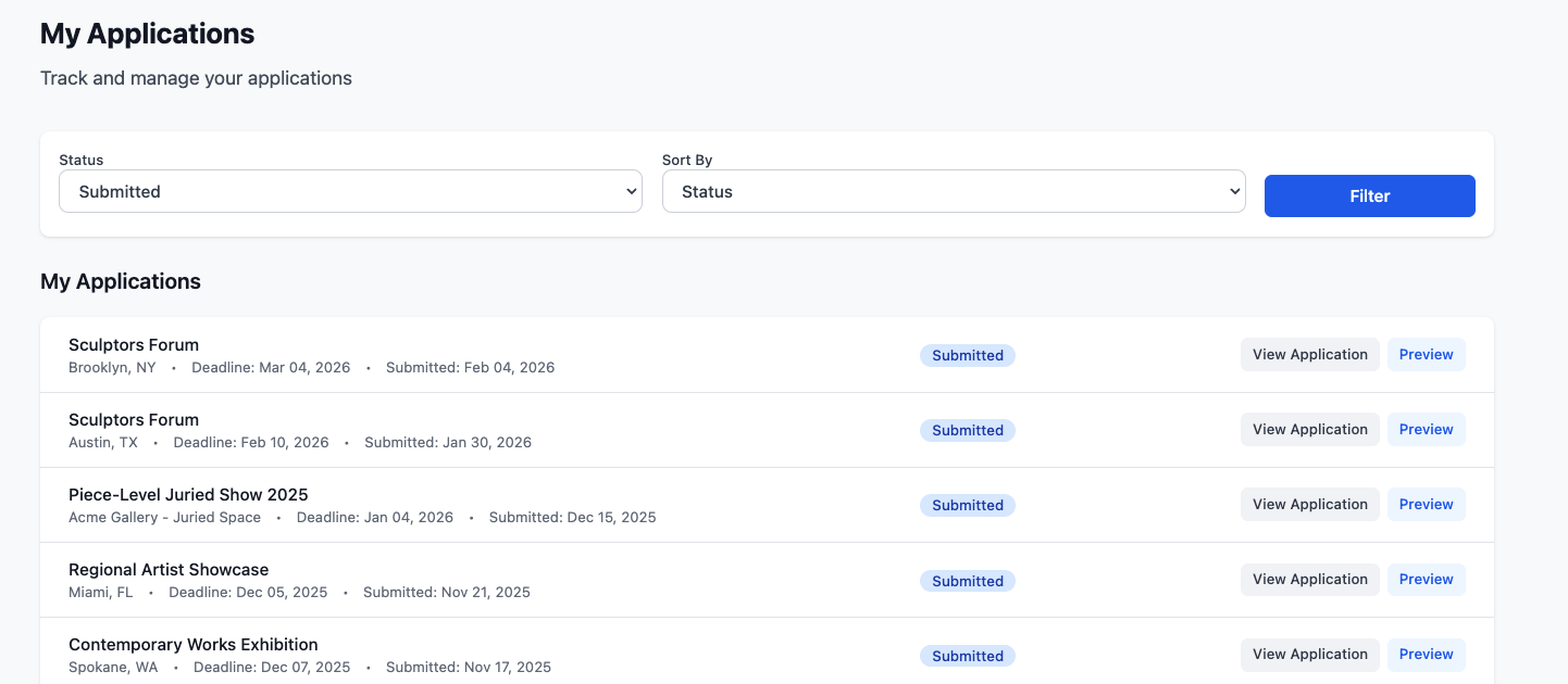EntryThingy artist dashboard