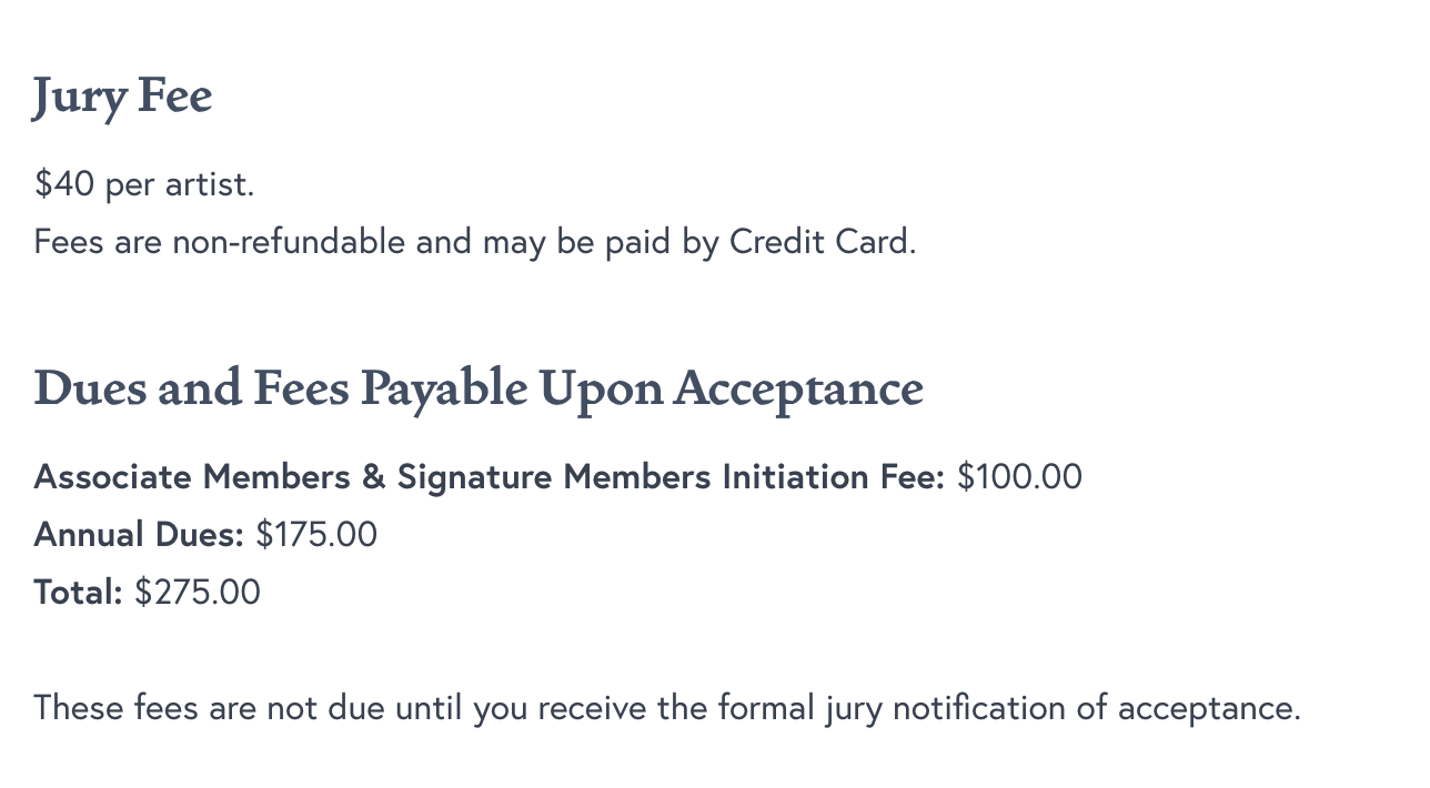 ShowSubmit entry fees